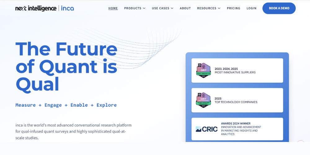 Inca conversational AI survey chatbot collecting qualitative customer insights