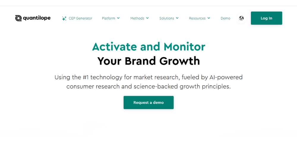 Quantilope AI survey platform interface for automated market research and consumer insights