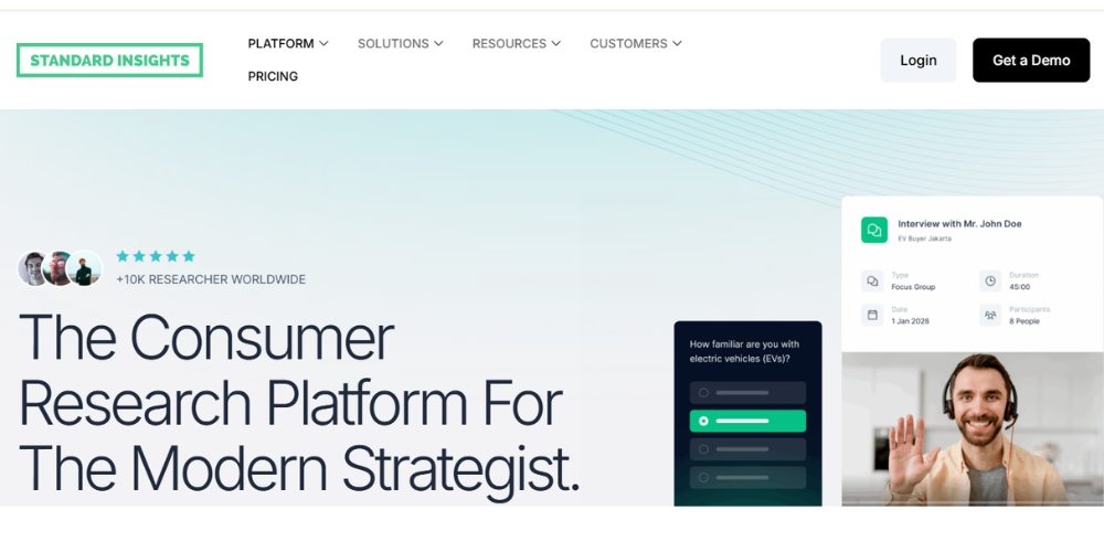 Standard Insights AI survey dashboard showing automated data collection and analysis