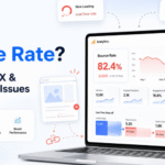 Website analytics dashboard with high bounce rate and user experience issues affecting engagement