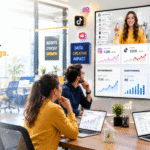Modern influencer marketing and SEO strategy team analyzing social media growth and search analytics in 2026