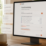 Claude AI SEO concept showing an AI assistant analyzing multiple website sources, selecting trusted citations, and comparing information on a desktop monitor in a premium workspace.